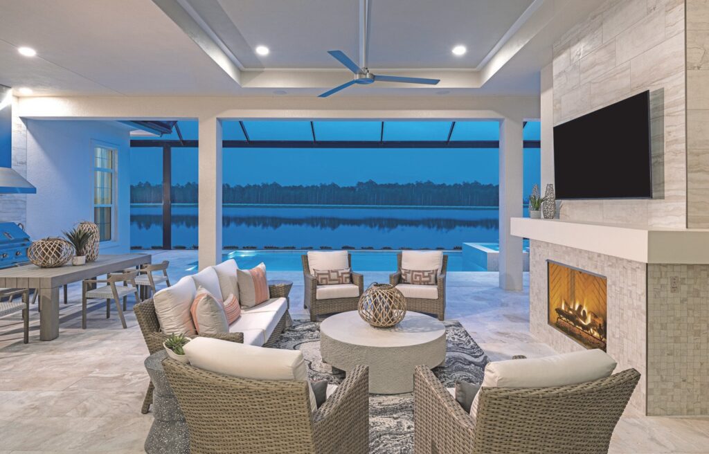 Sterling III features a spacious outdoor living area with incredible lake views