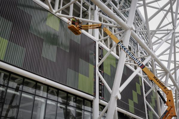 Drone video shows progress at the stadium