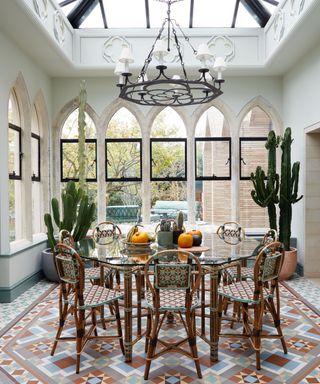 Gothichome with a dining room that combines old and new