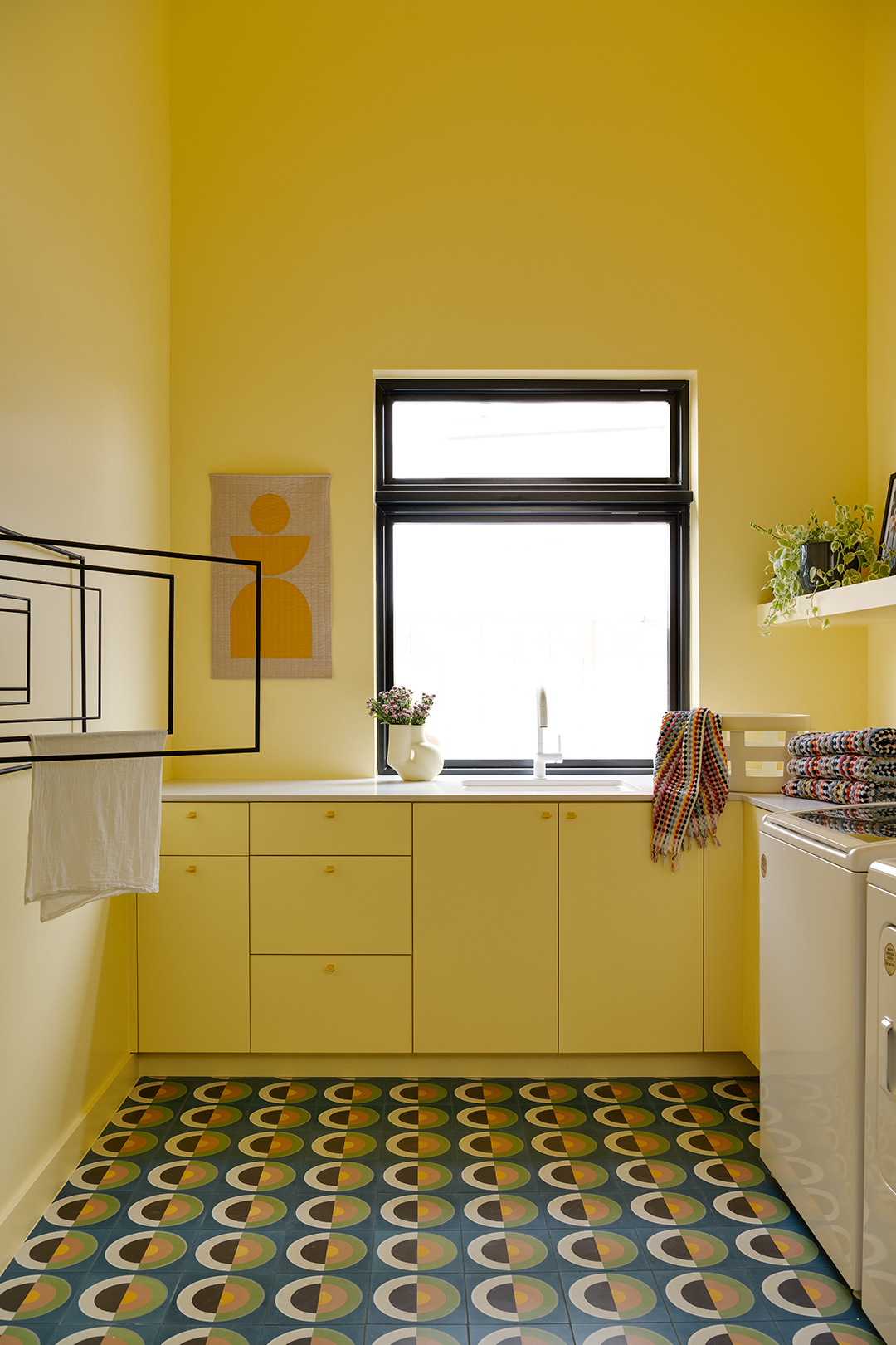 yellow laundry room