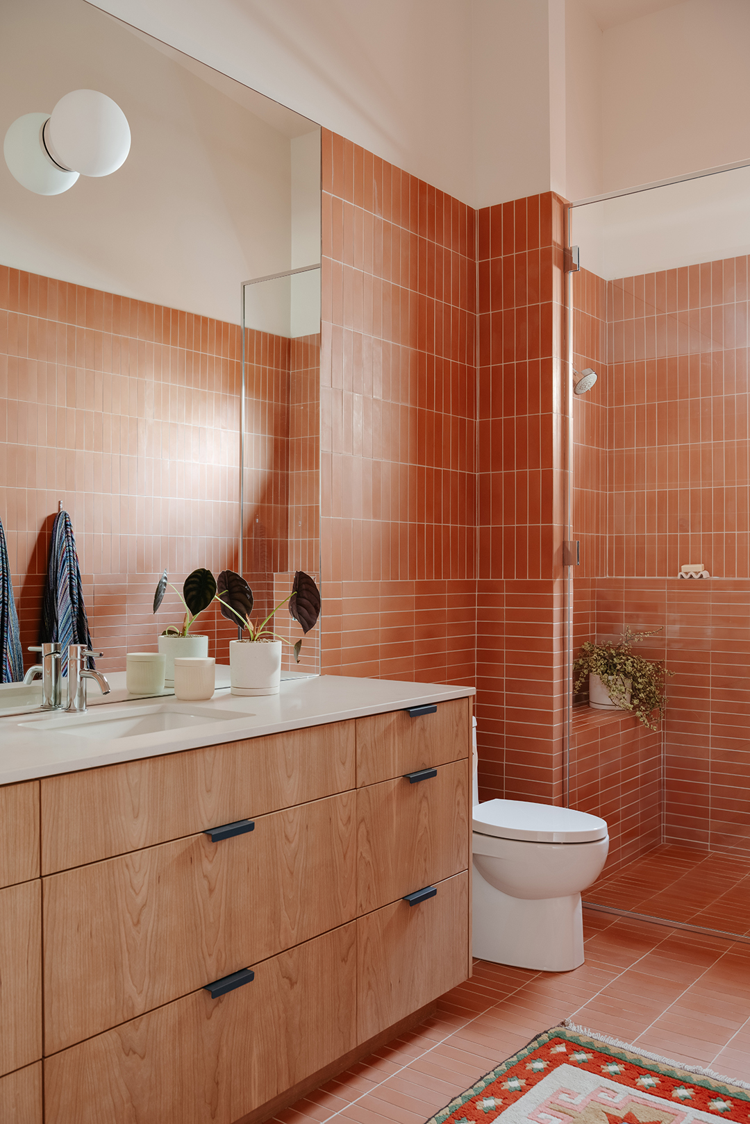 Pink tiled bathroom