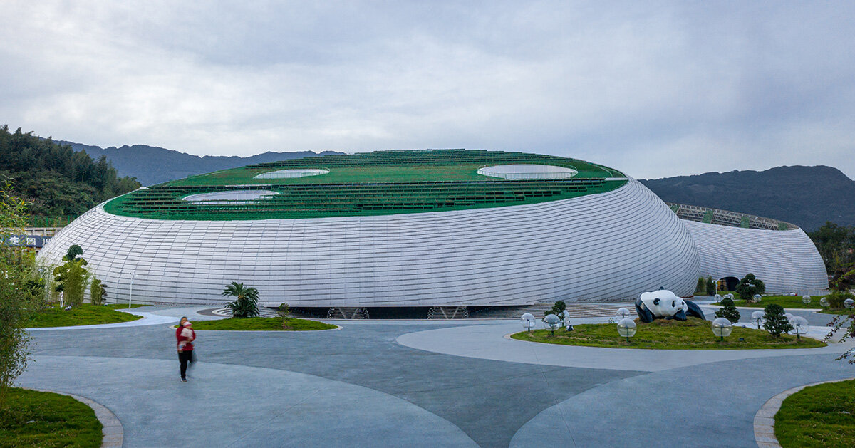 The panda-shaped cradle defines ZXD Architects' Biodiversity Performance Center in China