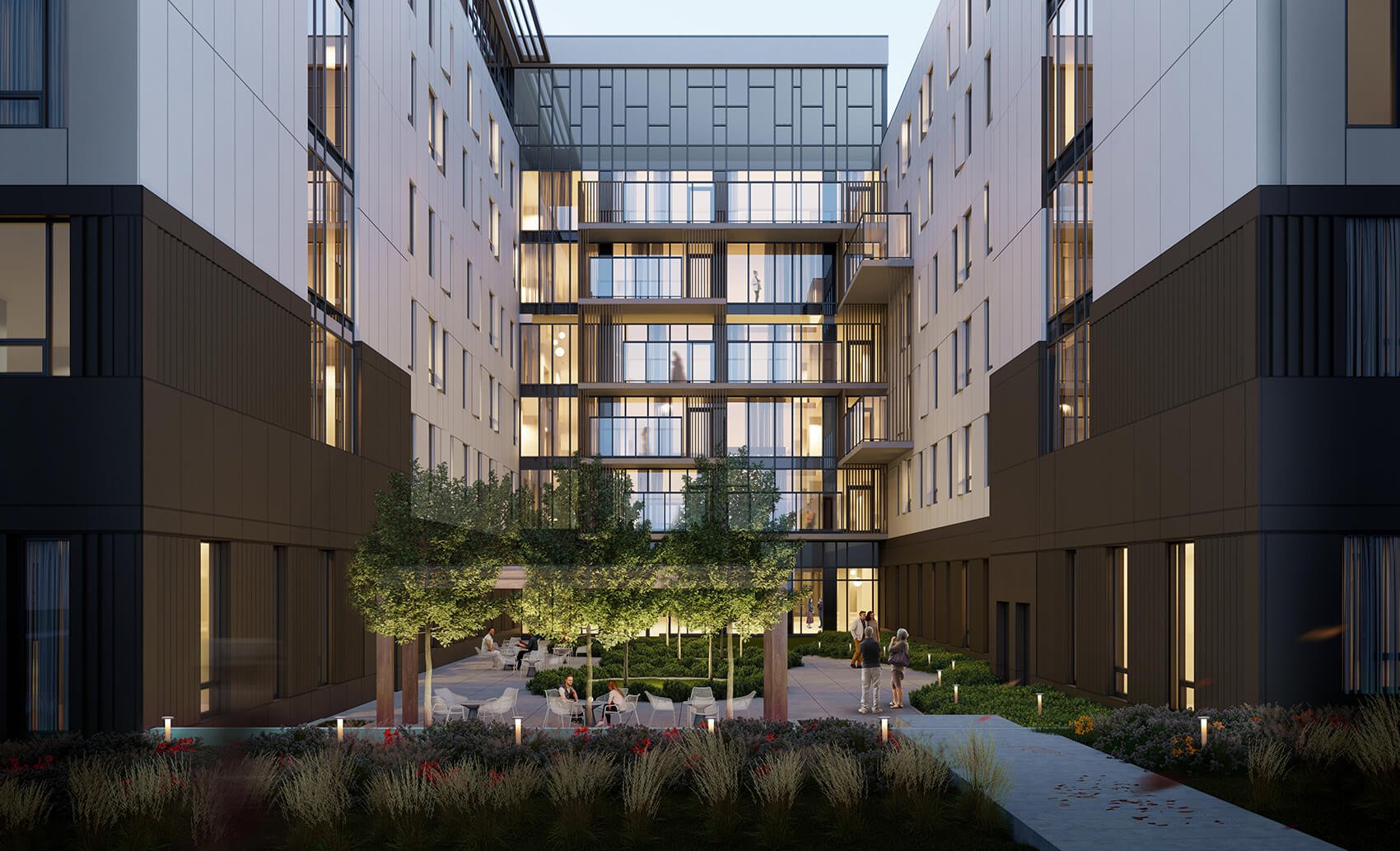 Inner courtyard for senior living complex by Zeidler Architecture