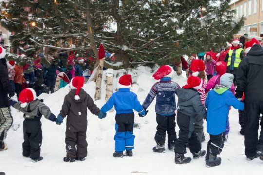 Children in Santa hats