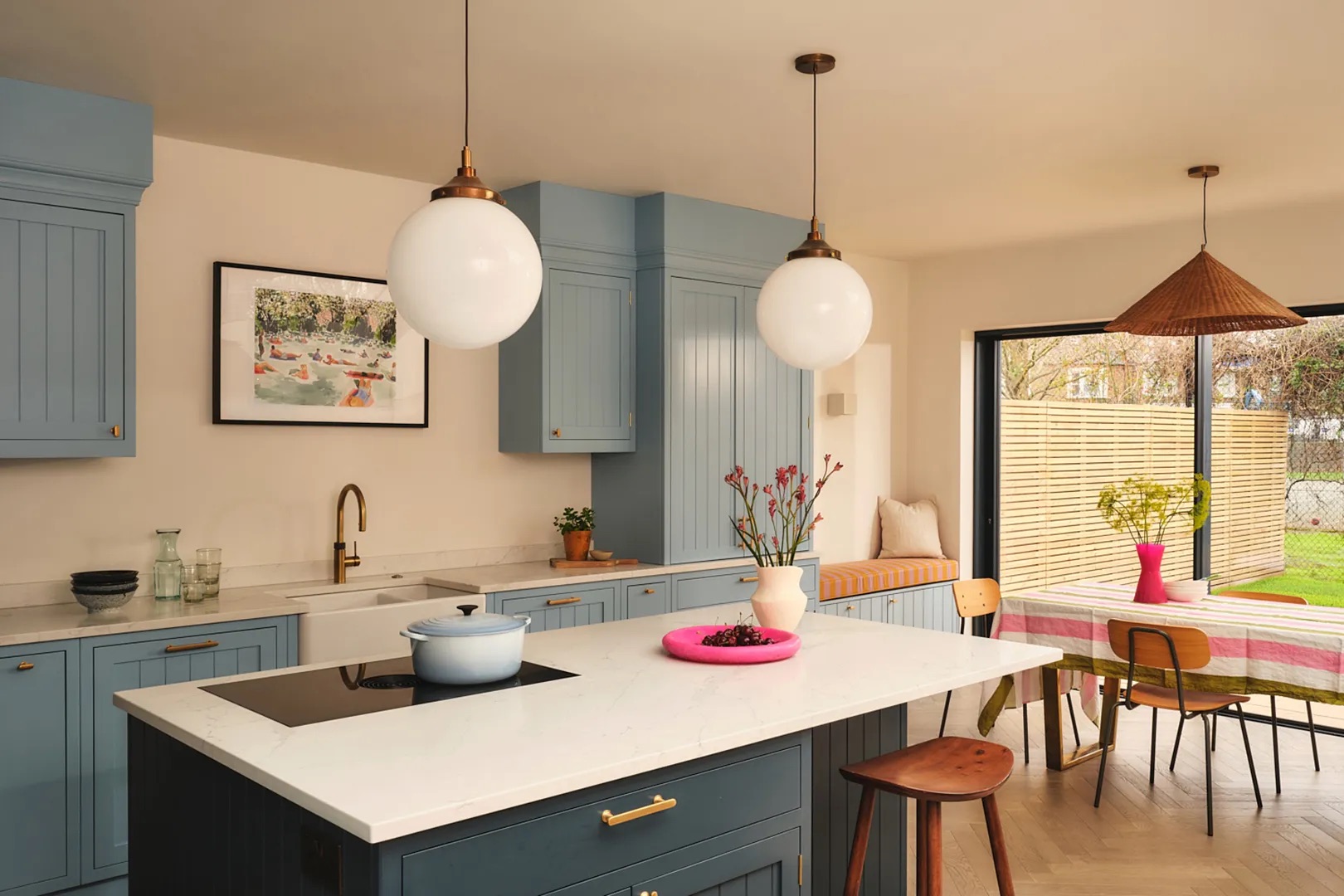 blue beadboard cabinets