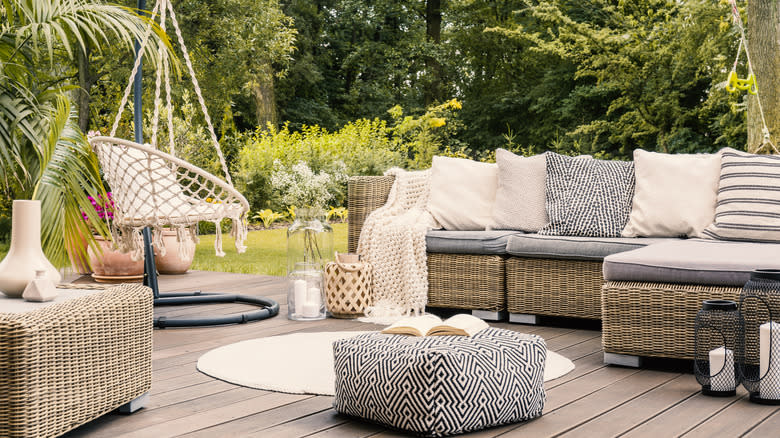 Elegantly designed garden furniture on a terrace