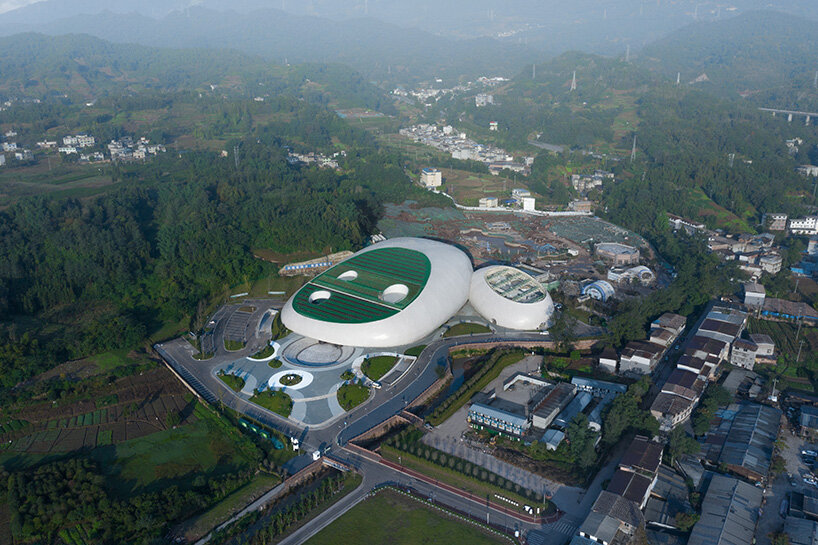 The panda-shaped cradle defines ZXD Architects' Biodiversity Performance Center in China