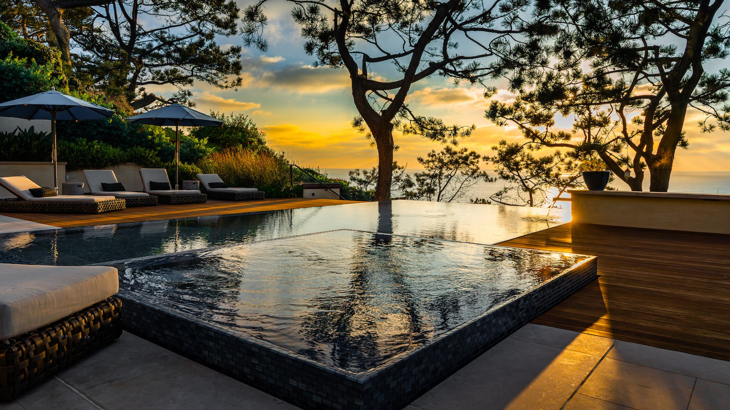 Patio and pool of the luxurious Del Mar home owned by Kerry and Corrine Marsh 