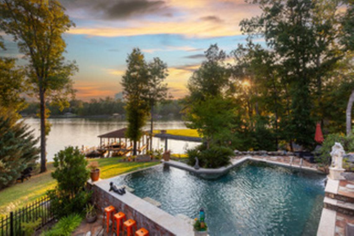 A disappearing edge pool overlooking Lake Wylie is one of many features of a Mallard Point home that sold in January for more than $3 million.