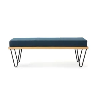 Christopher Knight Home Elisha Industrial Modern Bench Navy: Upholstered, Entryway, 400 Pound Load Capacity