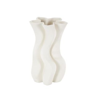 Allmodern Bowers and Gray Ribbed Dimensional Wavy Abstract Ceramic Vase with Floral Shaped Rim | Wayfair