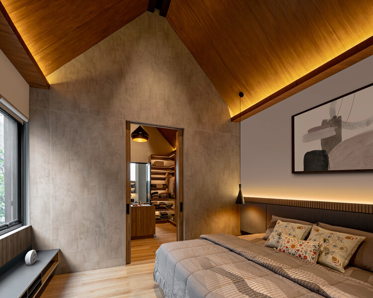 Vvhisper House / Atelier Bertiga - interior photography, bedroom, wood, bed, lighting