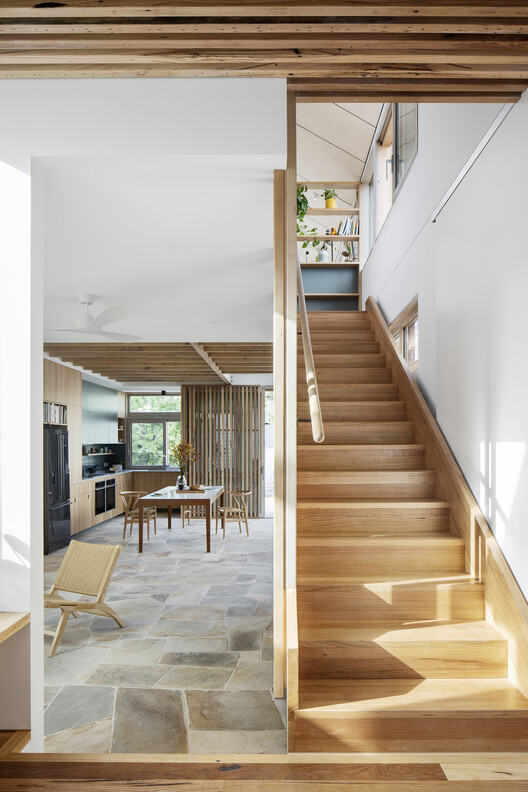 Life cycle house / Steffen Welsch Architects - interior photography, wood, stairs, door, chair, handrail