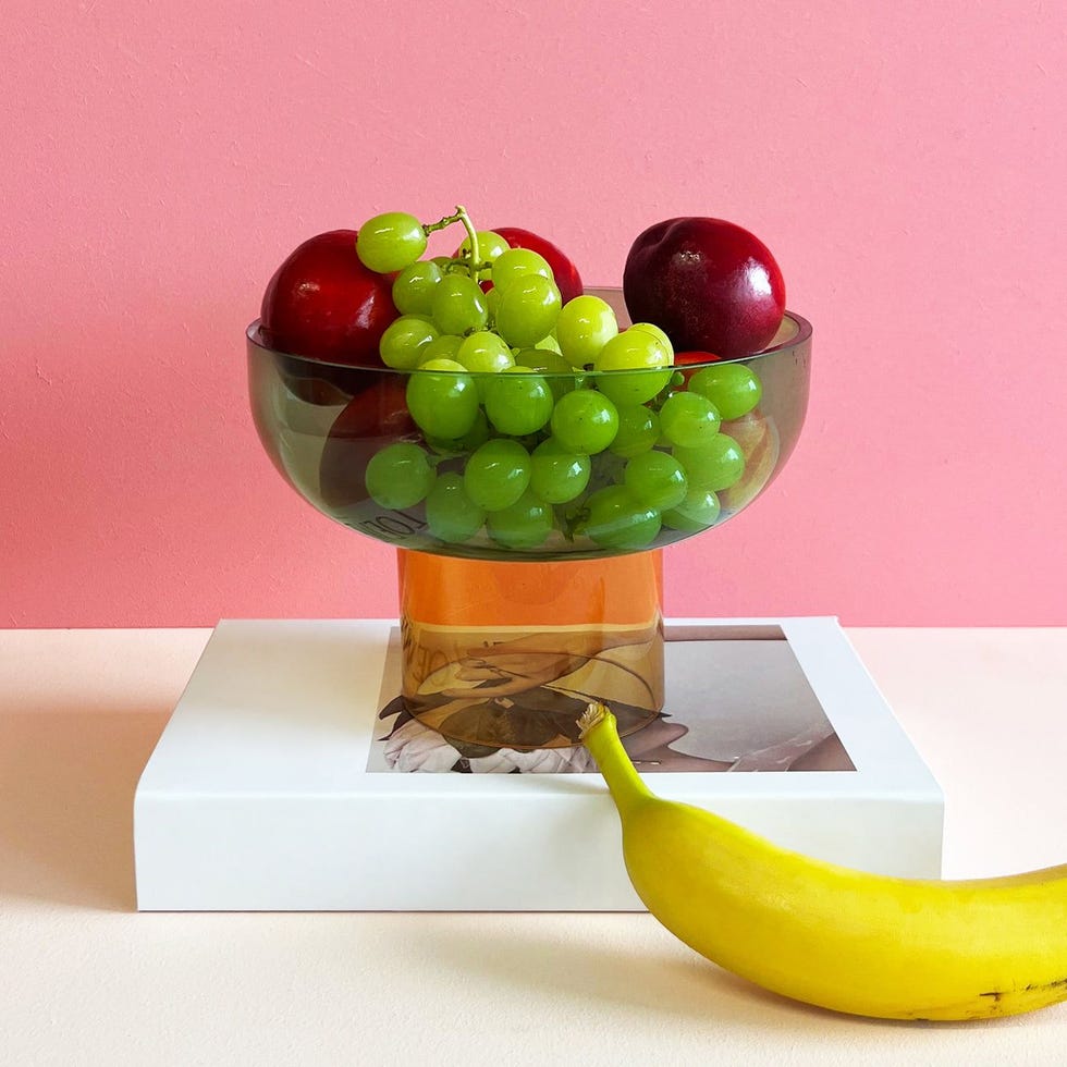 Double colored glass fruit bowl