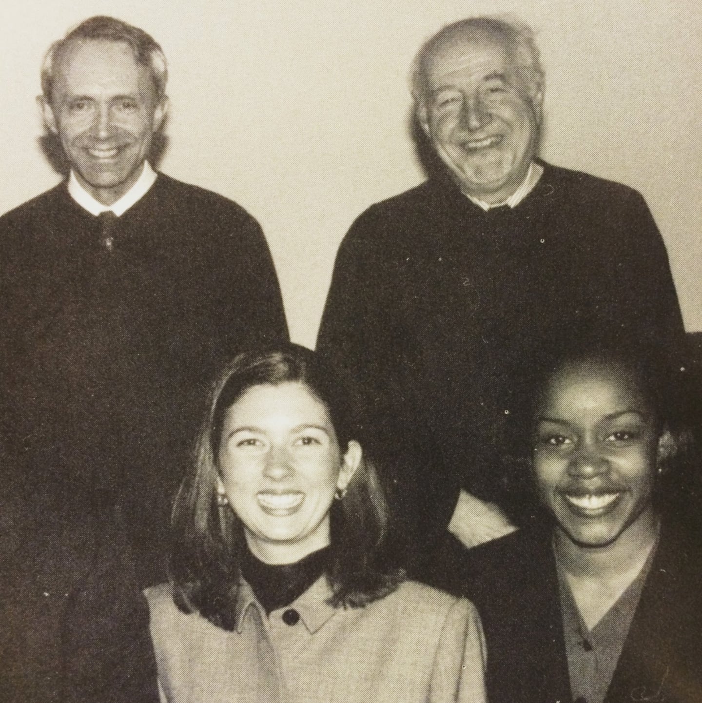 Photo by the columnist Kimberly Atkins Stohrs Bu Law Yearbook shows Nicole Cooper and after the competition in 1997, who stood with Justice Souter (top left) and the US profession Guido Calabresi.