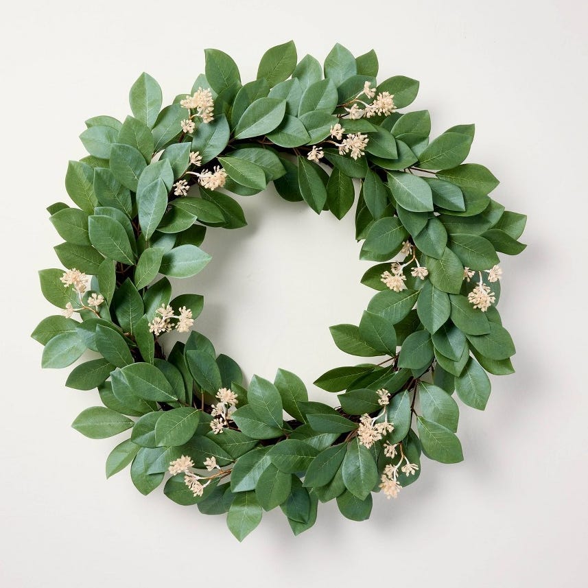 Faux granacle leaf wreath