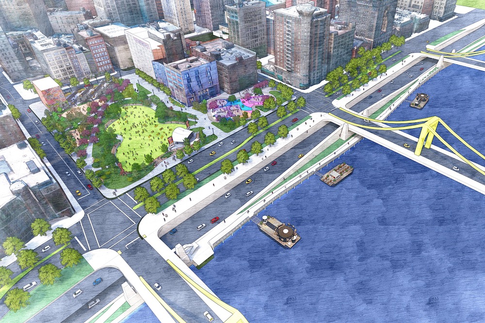 Plans for the new "art landing" of Pittsburgh in downtown Pittsburgh presented