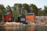 The huts in the Majamaja village outside of Helsinki are not dependent on the city's infrastructure and are almost exclusively formed elements for massive wood previews.