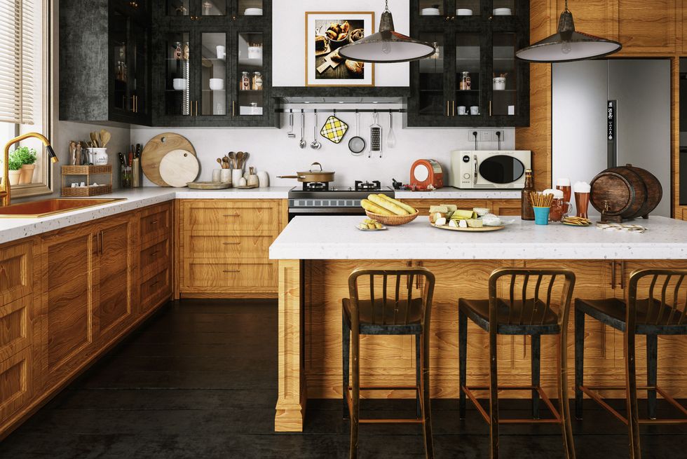 Rustic modern domestic kitchen harmony with natural wood accents