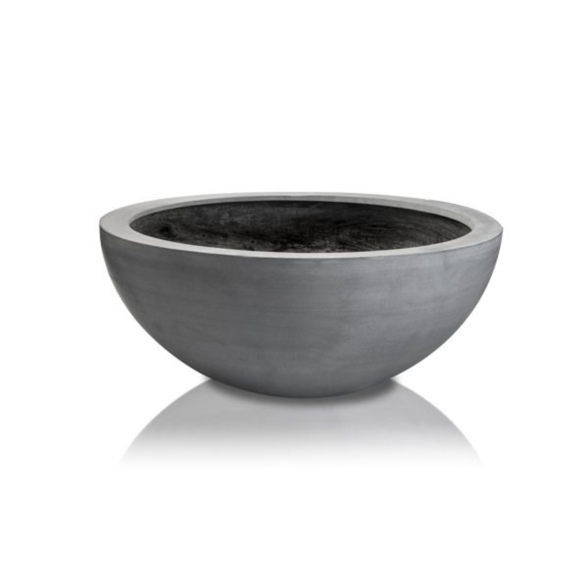 Gray low planter on a white background