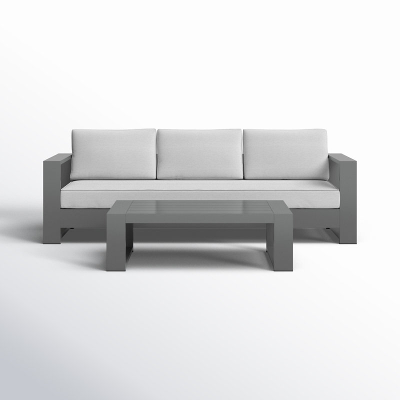 Allmodern Hoyt 92.52 ”aluminum-3-seater sofa with coffee table | Wayfair
