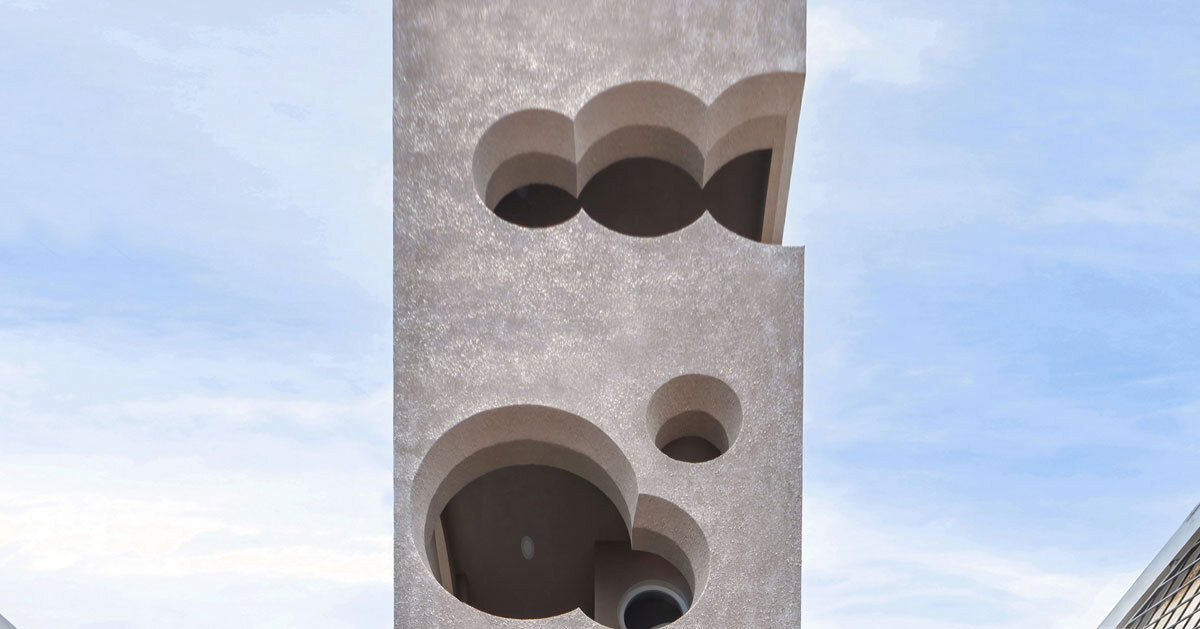 Cloud-shaped openings Pierce Urban co-life unit concrete facade in Vietnam