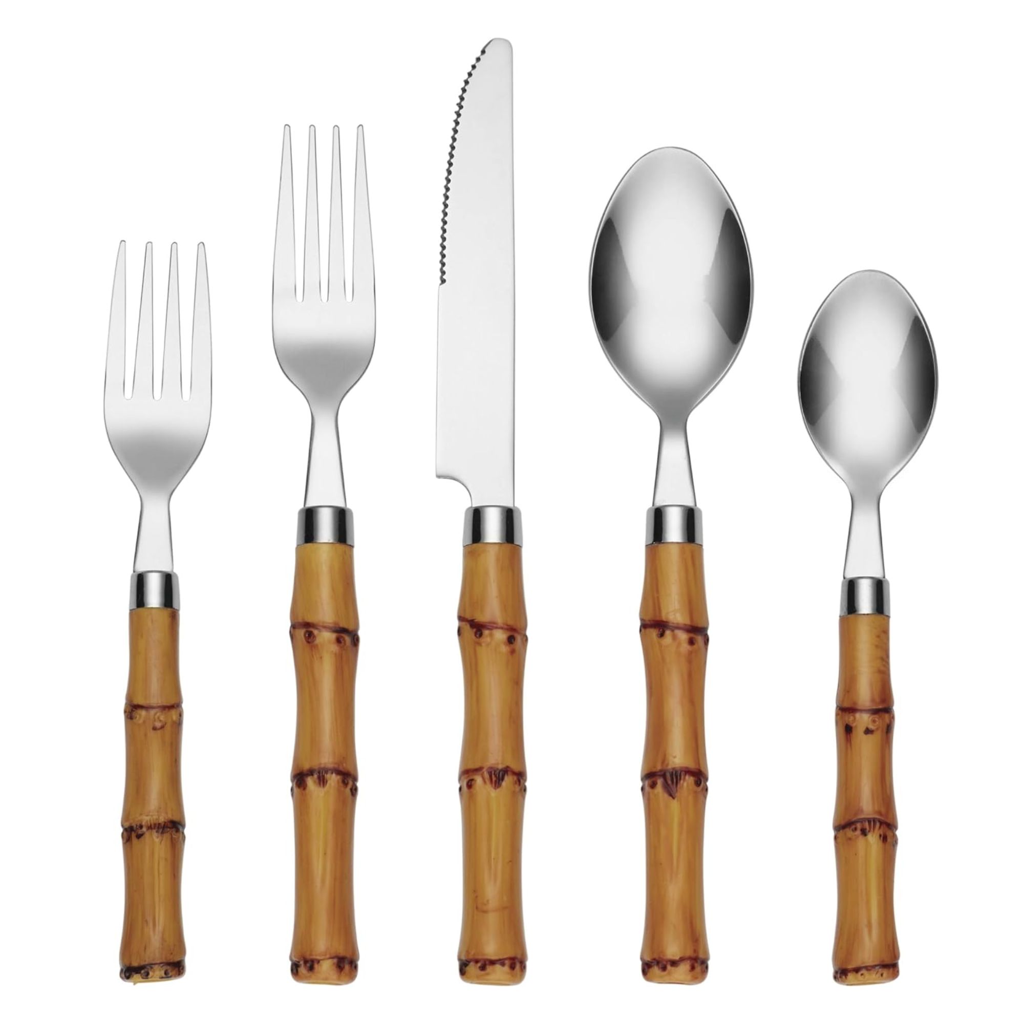 Bamboo plastic 20 -Part cutlery set set