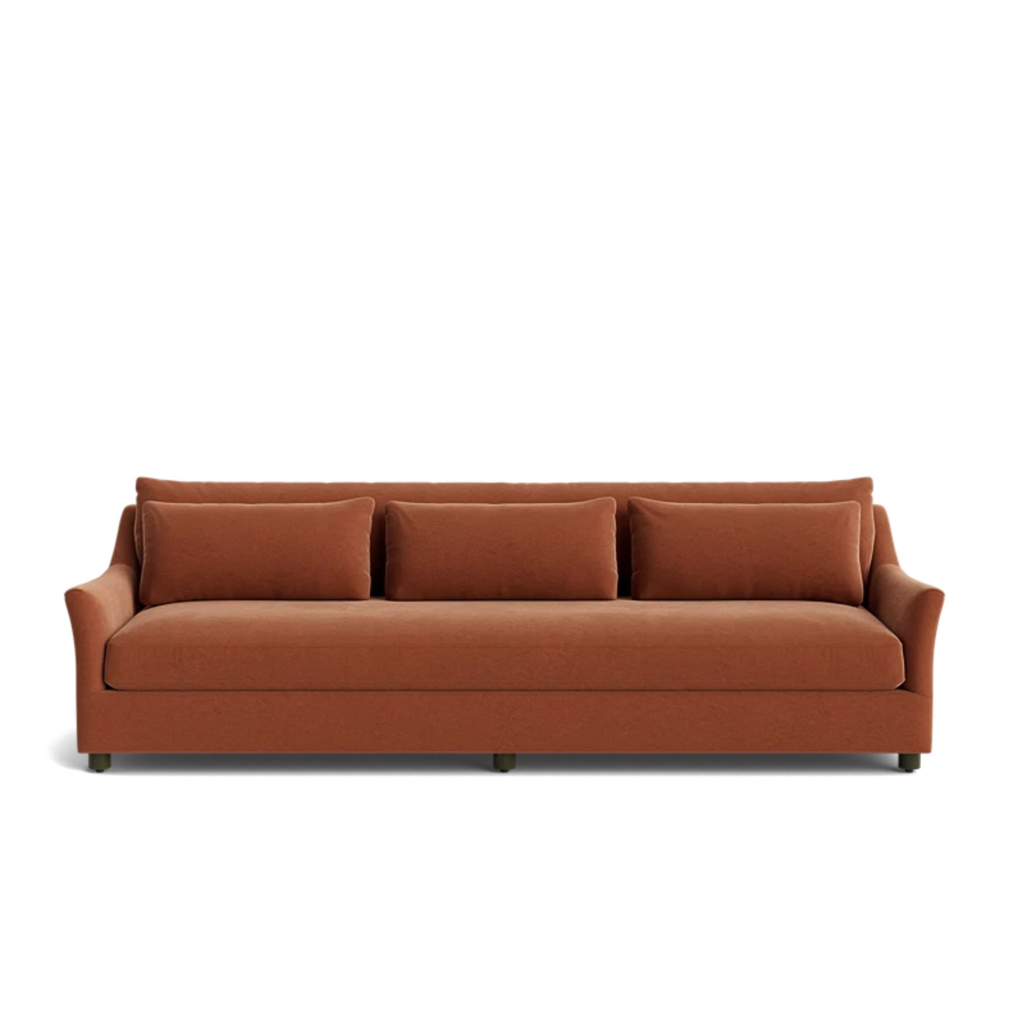 Terracotta stove with three back cushions and low arms