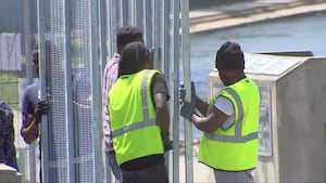 Fences, barricades around the NATO village, the coming down