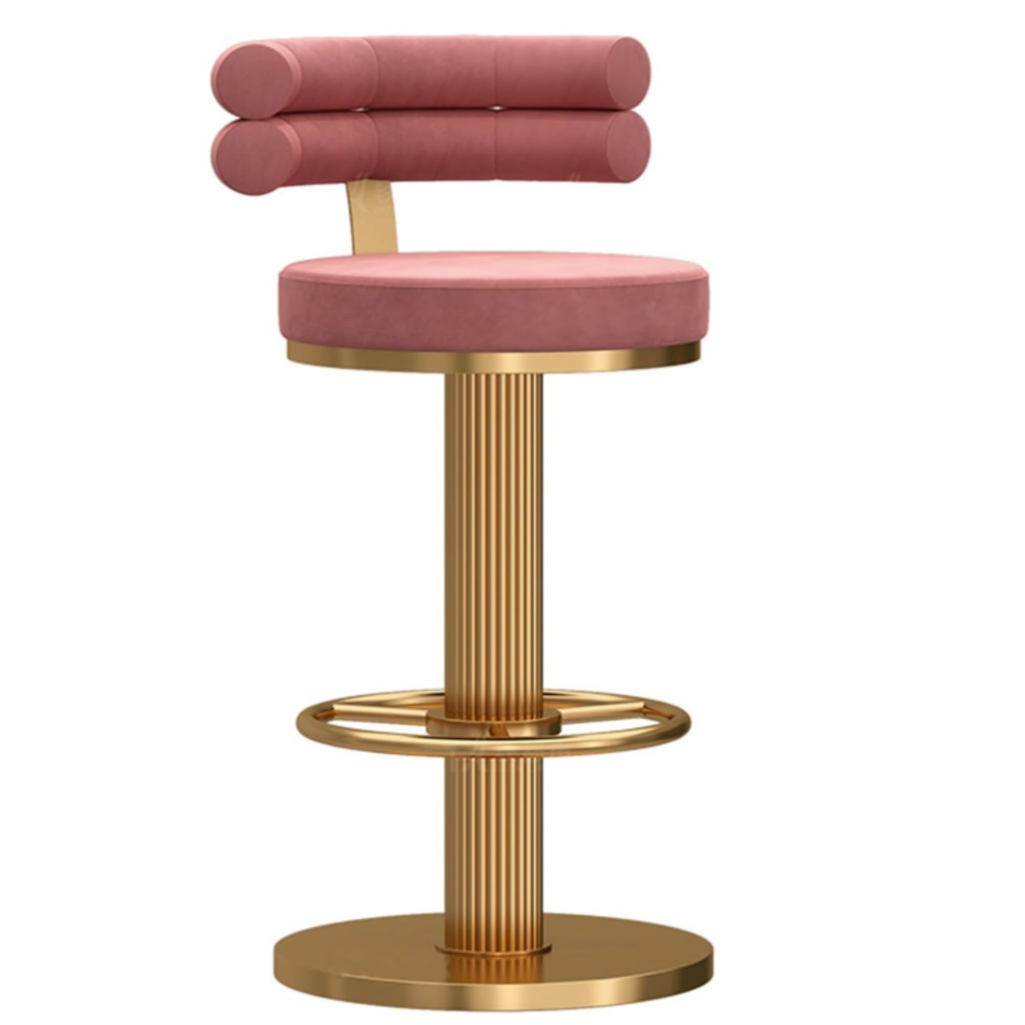 Rosa velvet swivel chair with golden column