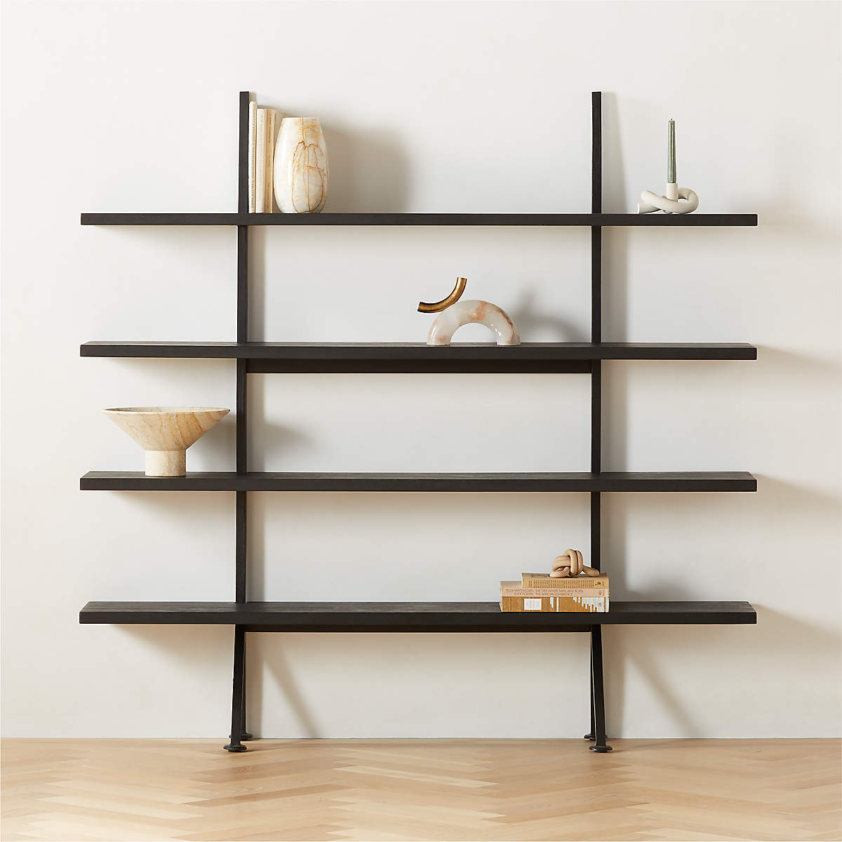 Azzura black metal and wood bookshelf