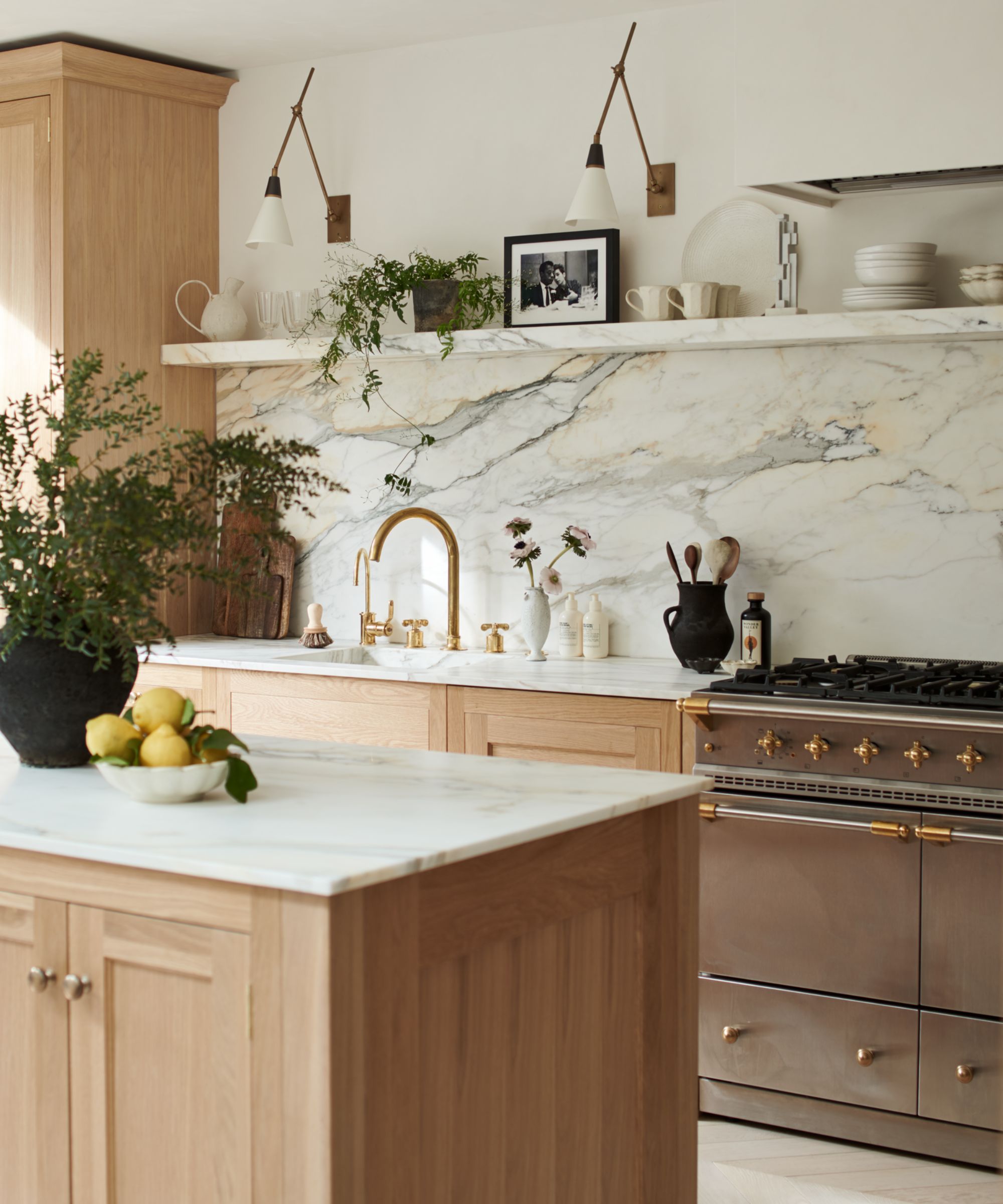 Modern wood finish kitchen with mix -metal surfaces