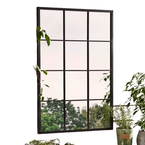 Dibor, high black iron window mirror outdoor outdoor