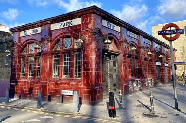 London, England, Great Britain - December 19, 2024: The exterior of the Kilburn Park Underground Station on a sunny day. Kilburn is on the Bakerloo line