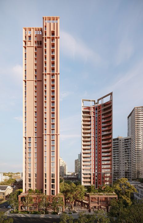 The larger of the towers was strategically located along the Anderson Street to optimize the view of the city in the south and to expand the existing urban street wall.