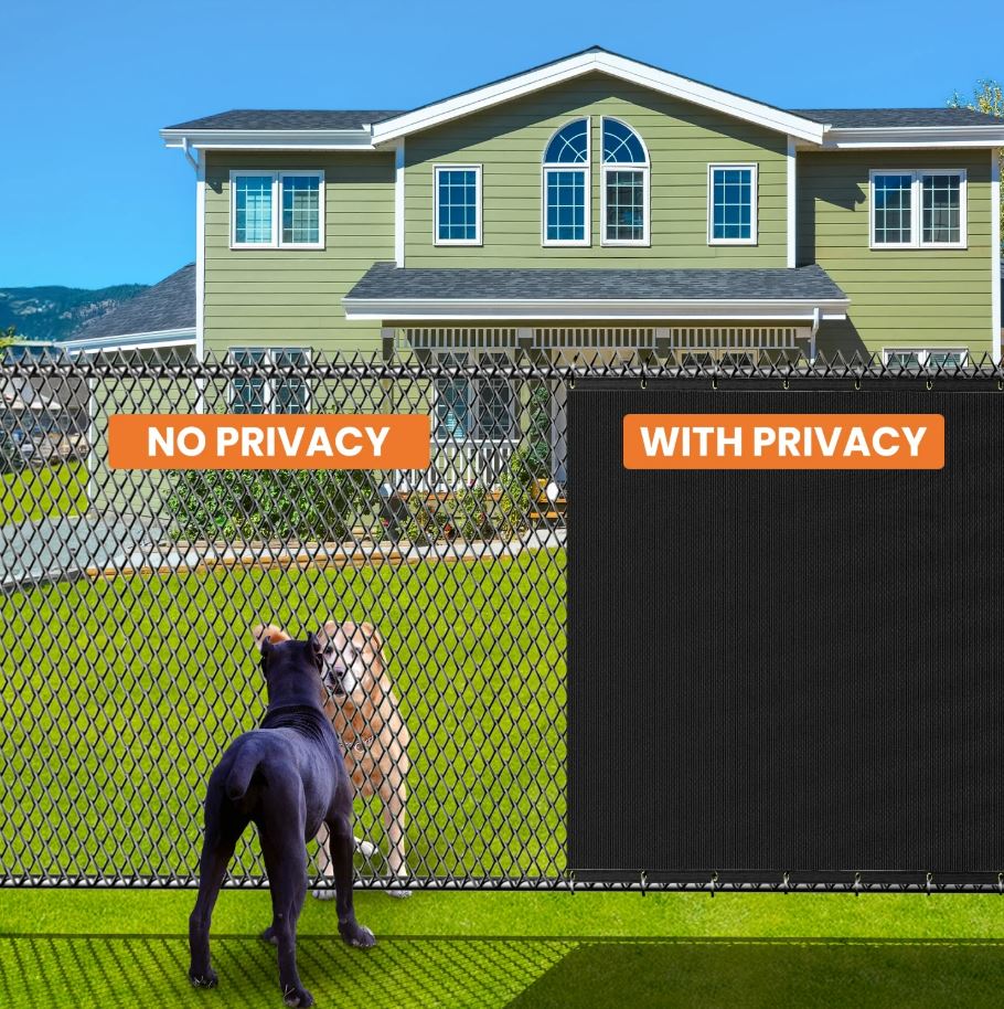 Black data protection screen for chain connection fence.