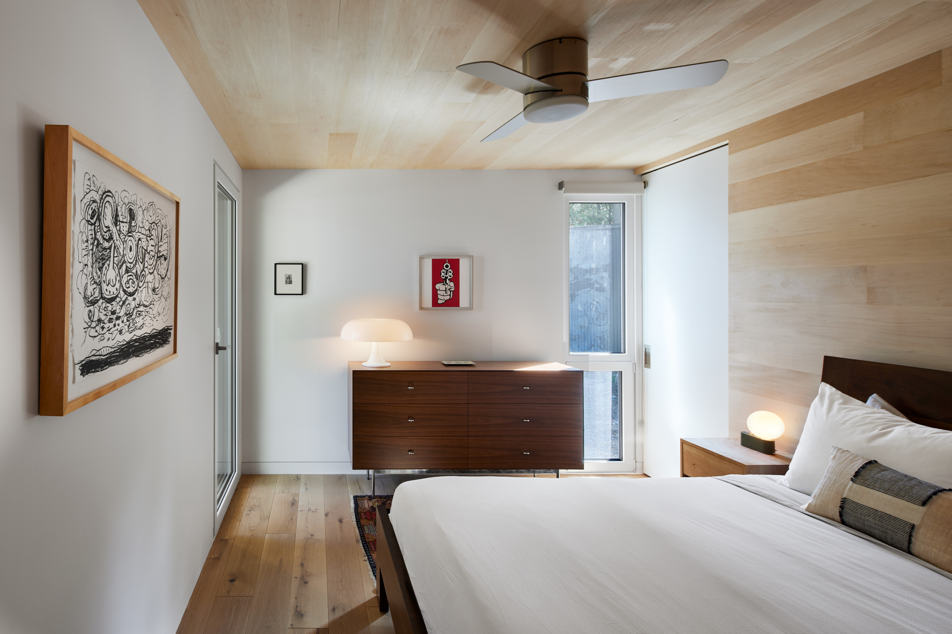 One of the two bedrooms of the cabin
