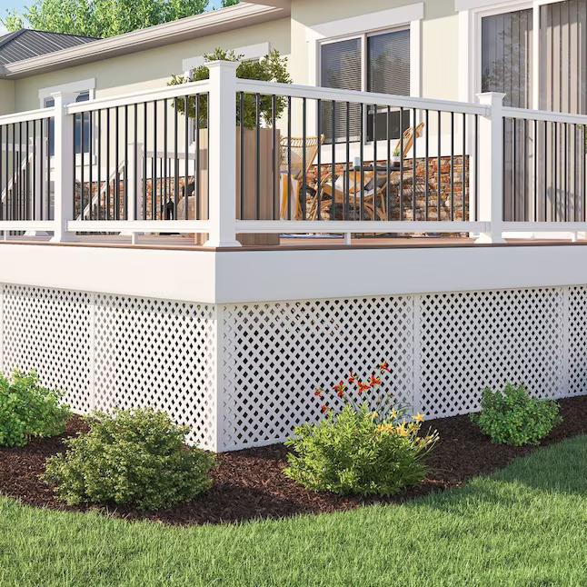 Deck with white lattice gaps.