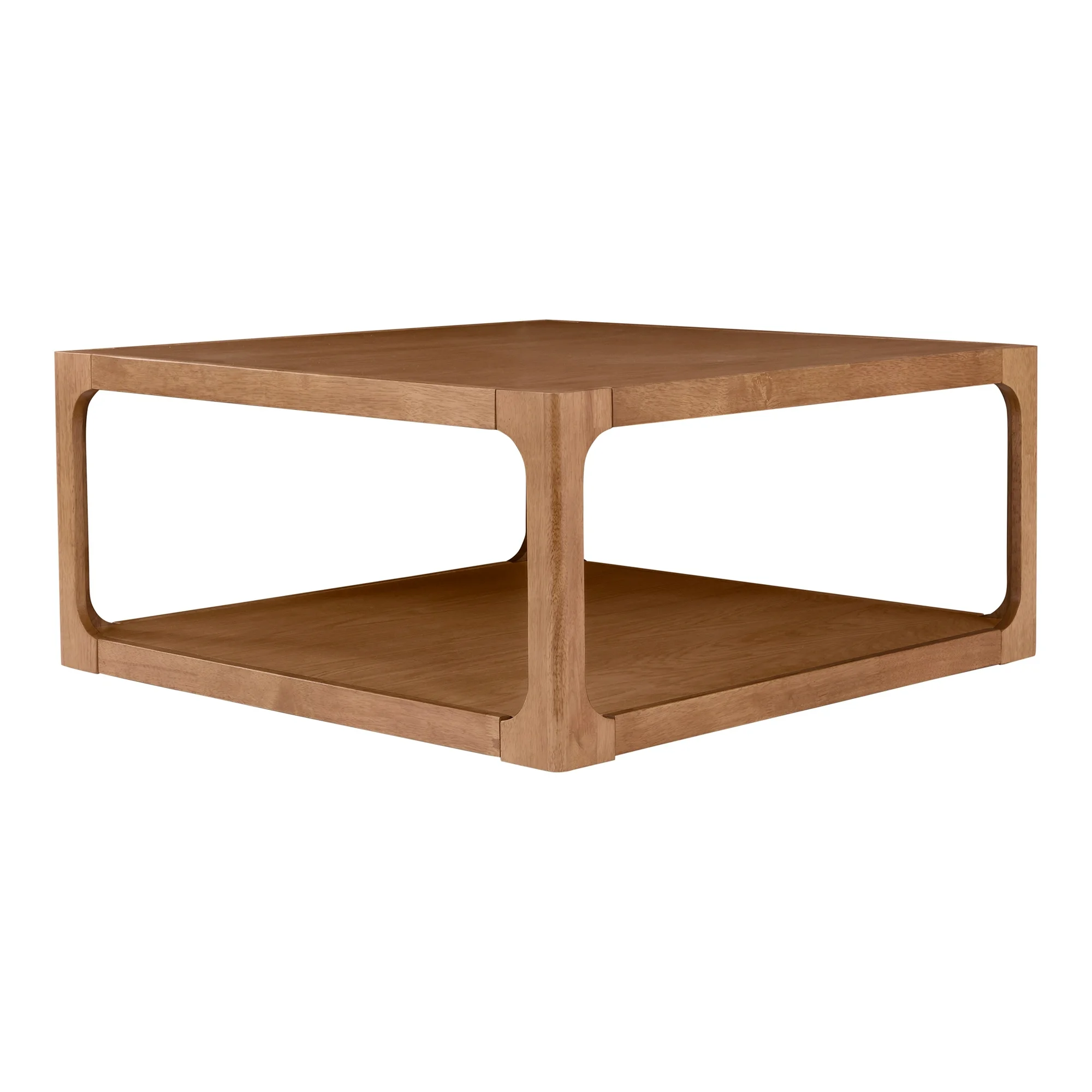 A large wooden coffee table