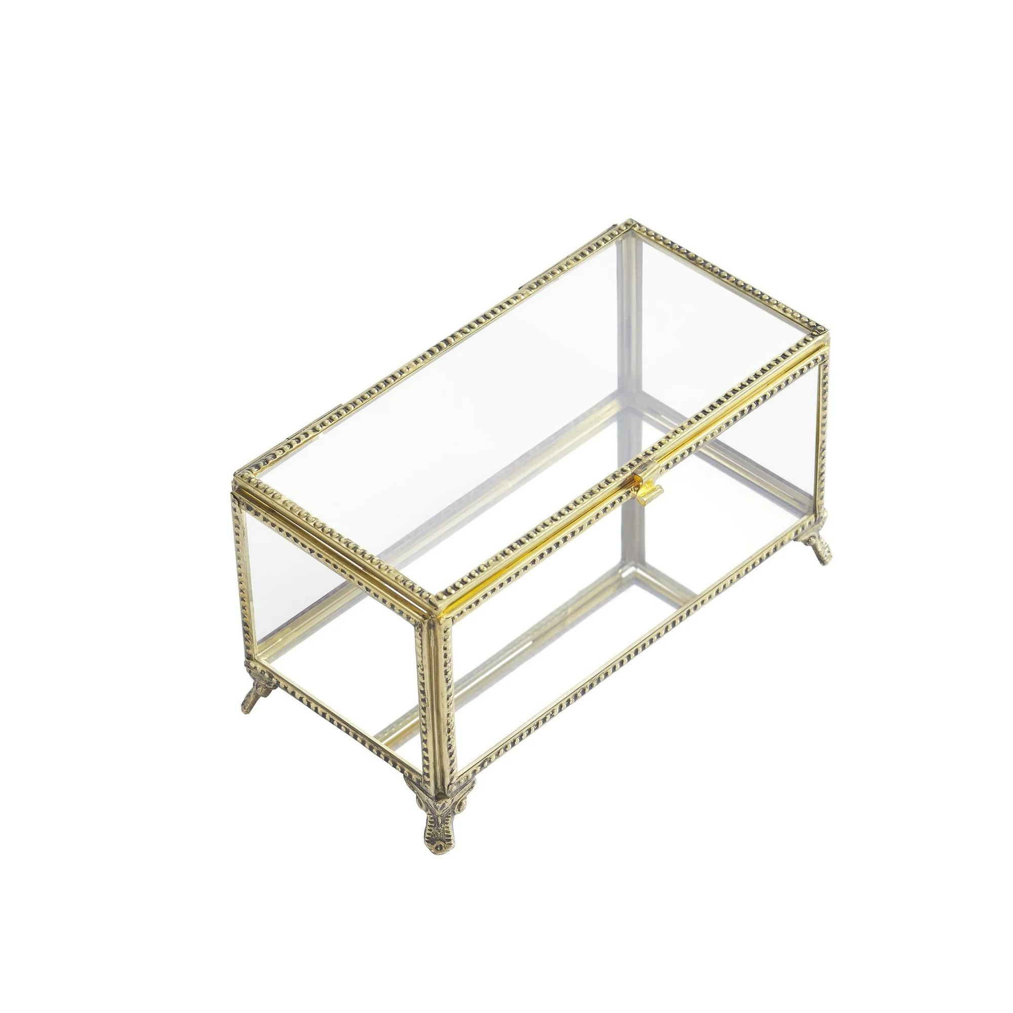 Tabletop glass box with golden details