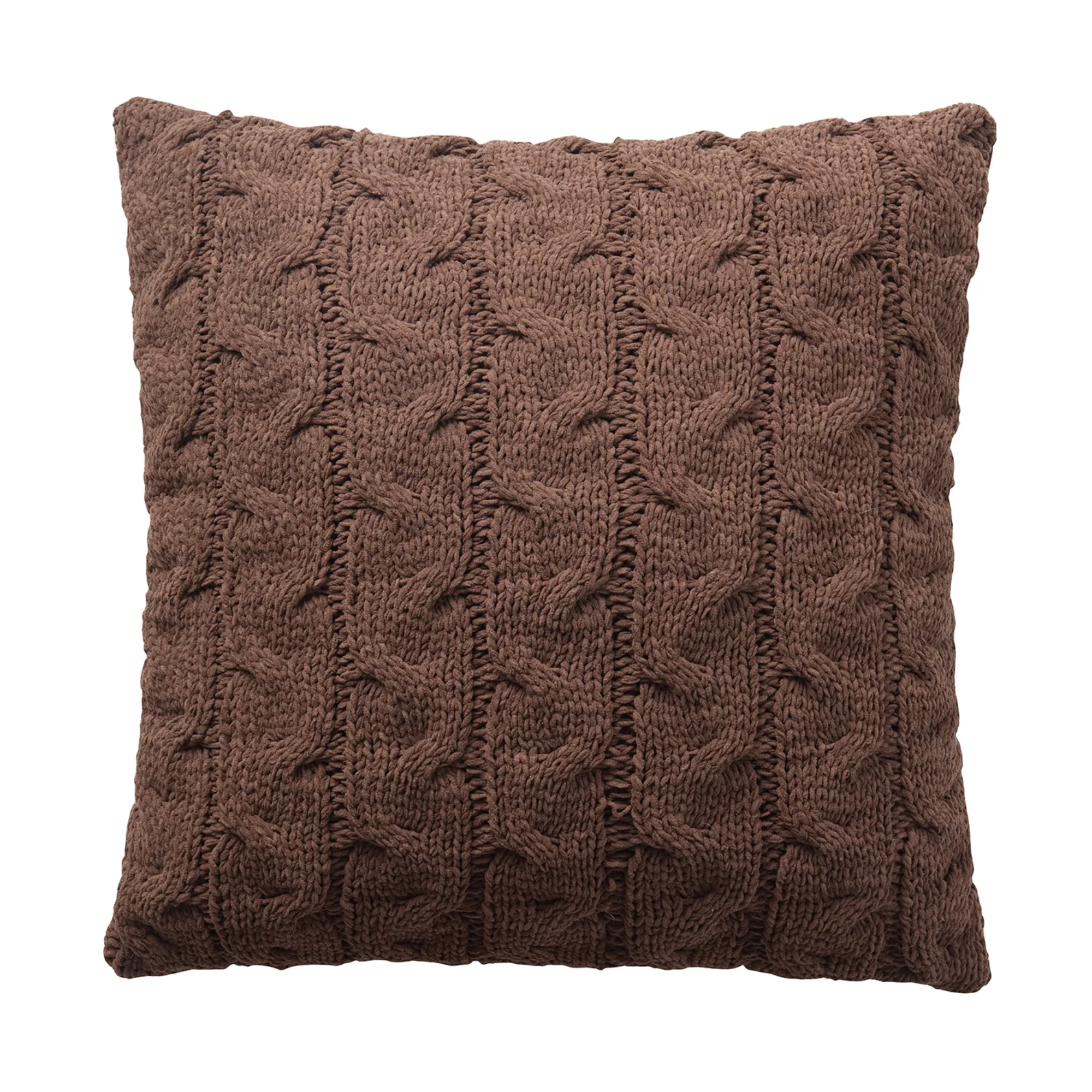 A brown knitting pillow