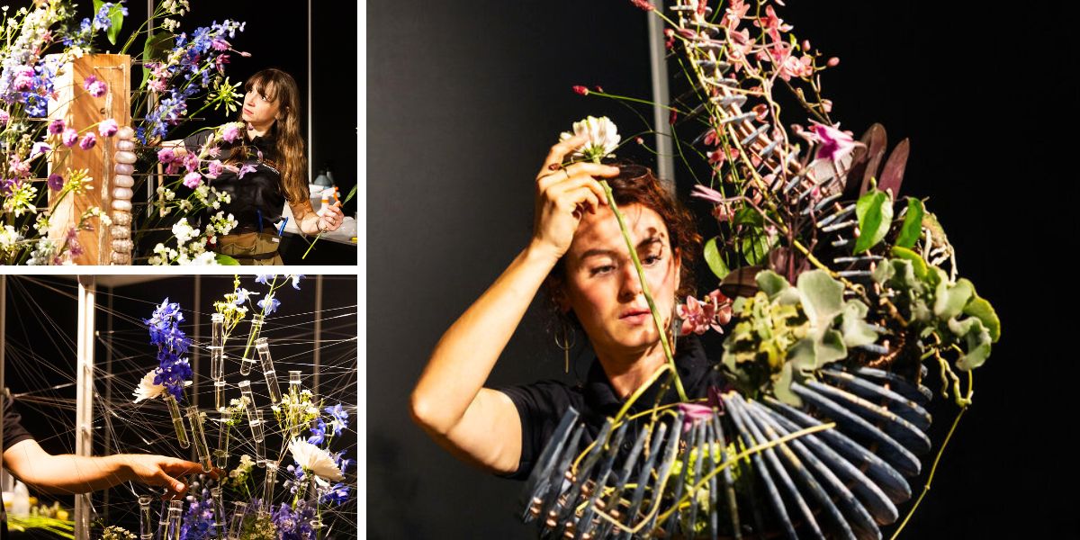 Designers during the floral art of the World Cup Designers during the floral art of the World Cup
