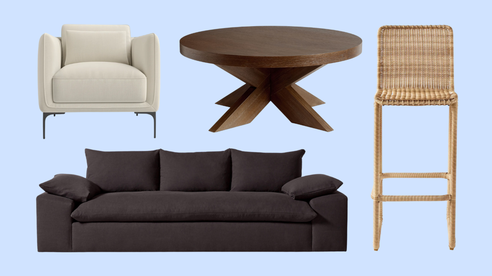 Some of the best furniture stores for Labor Day with a couch, chairs and a table included
