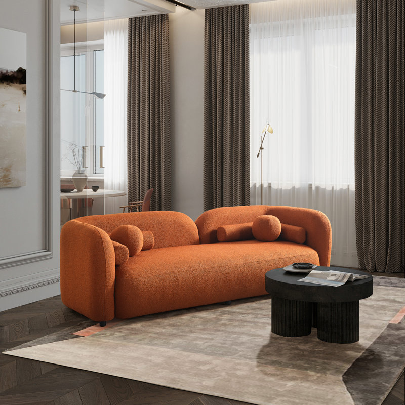 Allmodern Katrien 93 '' Japandi style luxury of modern boucle fabric curvy arm couch & reviews | Wayfair