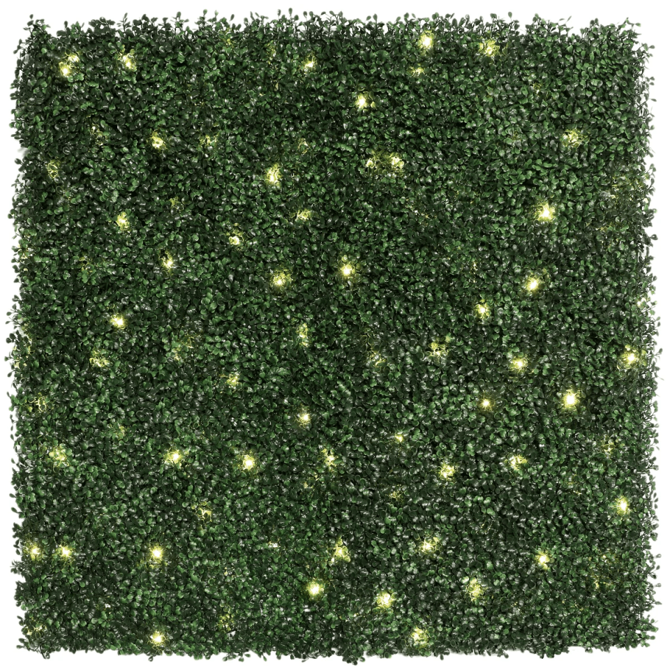 Artificial hedge with integrated lights.