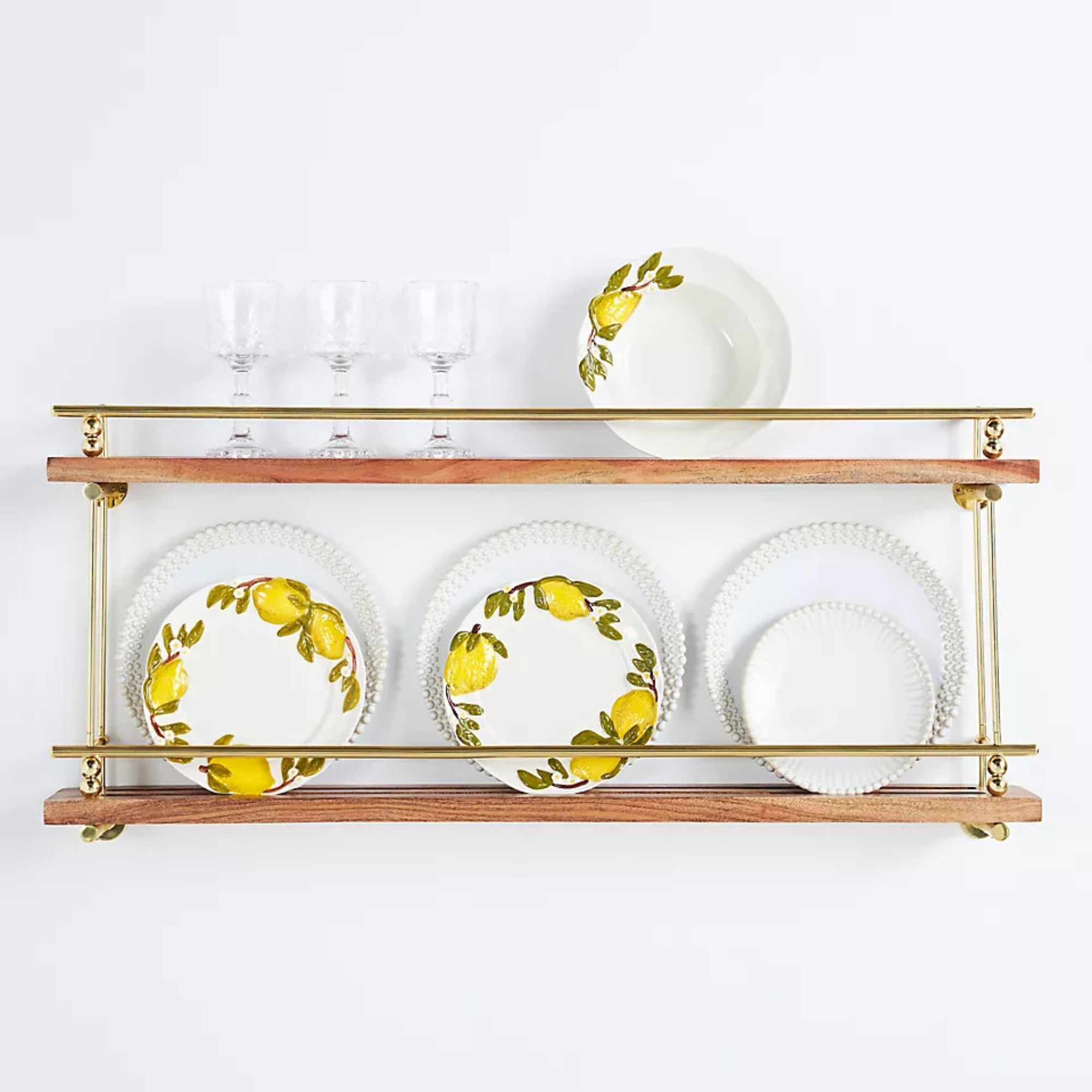 Aldina Acacia Wood & brass plate & spice shelf