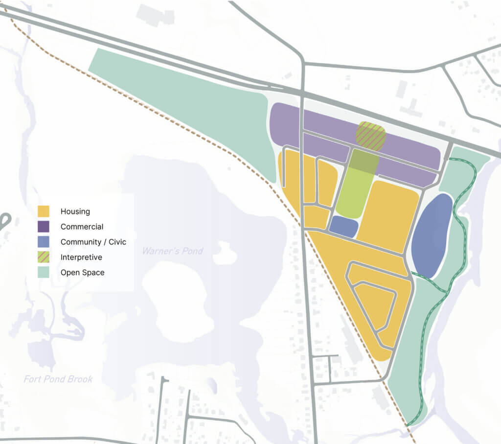 A preferred vision among residents requires a mixed development in the former MCI-Concord prison area. Image about agency landscape + planning