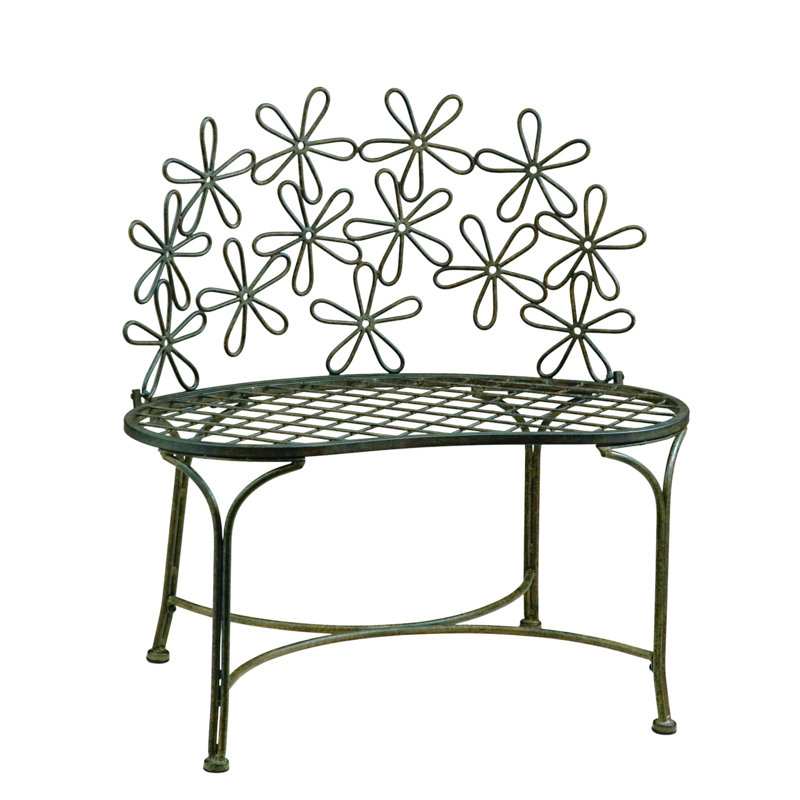 Deer Park IronWorks Daisy Metal Garden Bench (pillow sold separately) & reviews | Wayfair