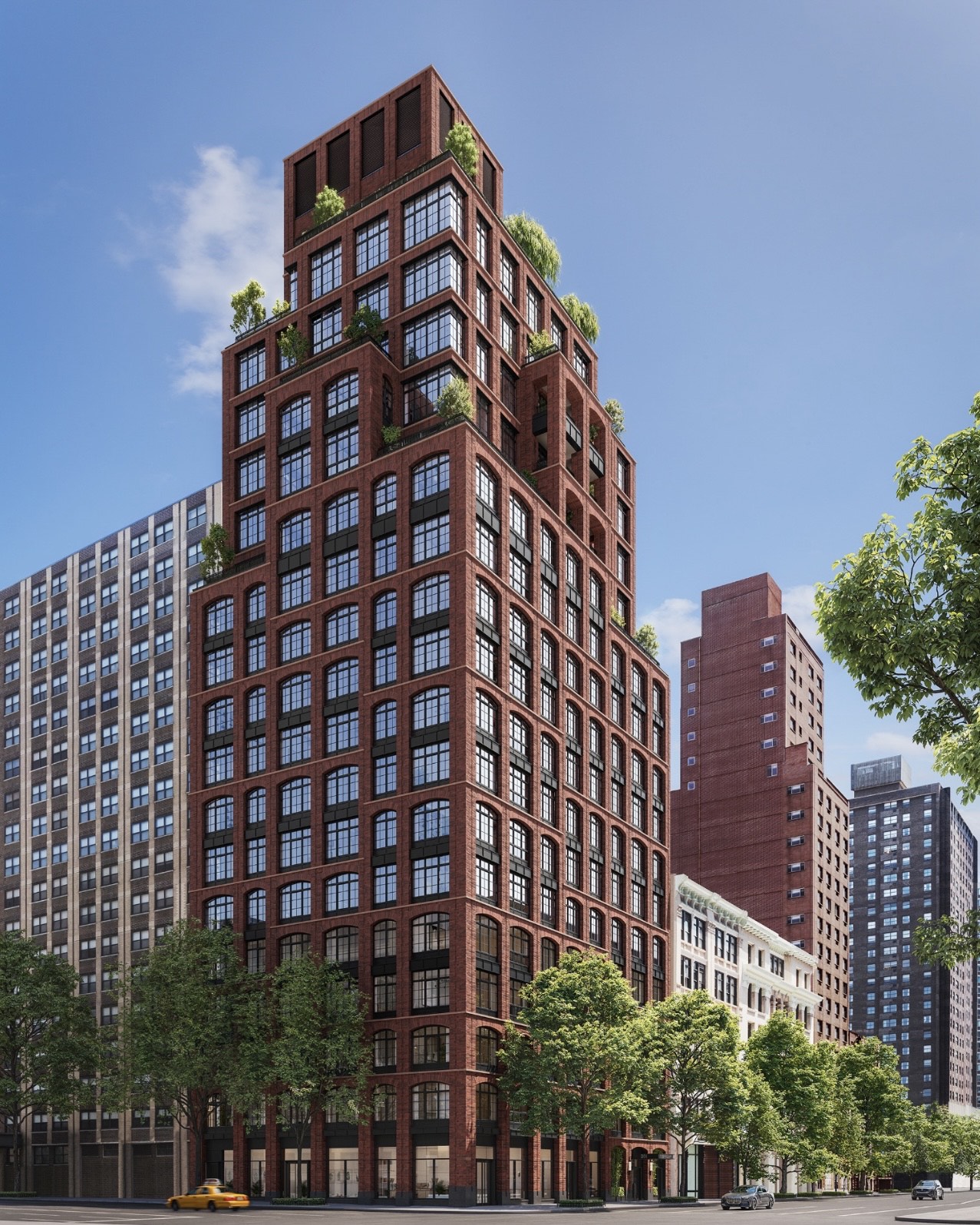 The Willow brick facade takes shape in the 201 East 23rd Street in Gramency, Manhattan,