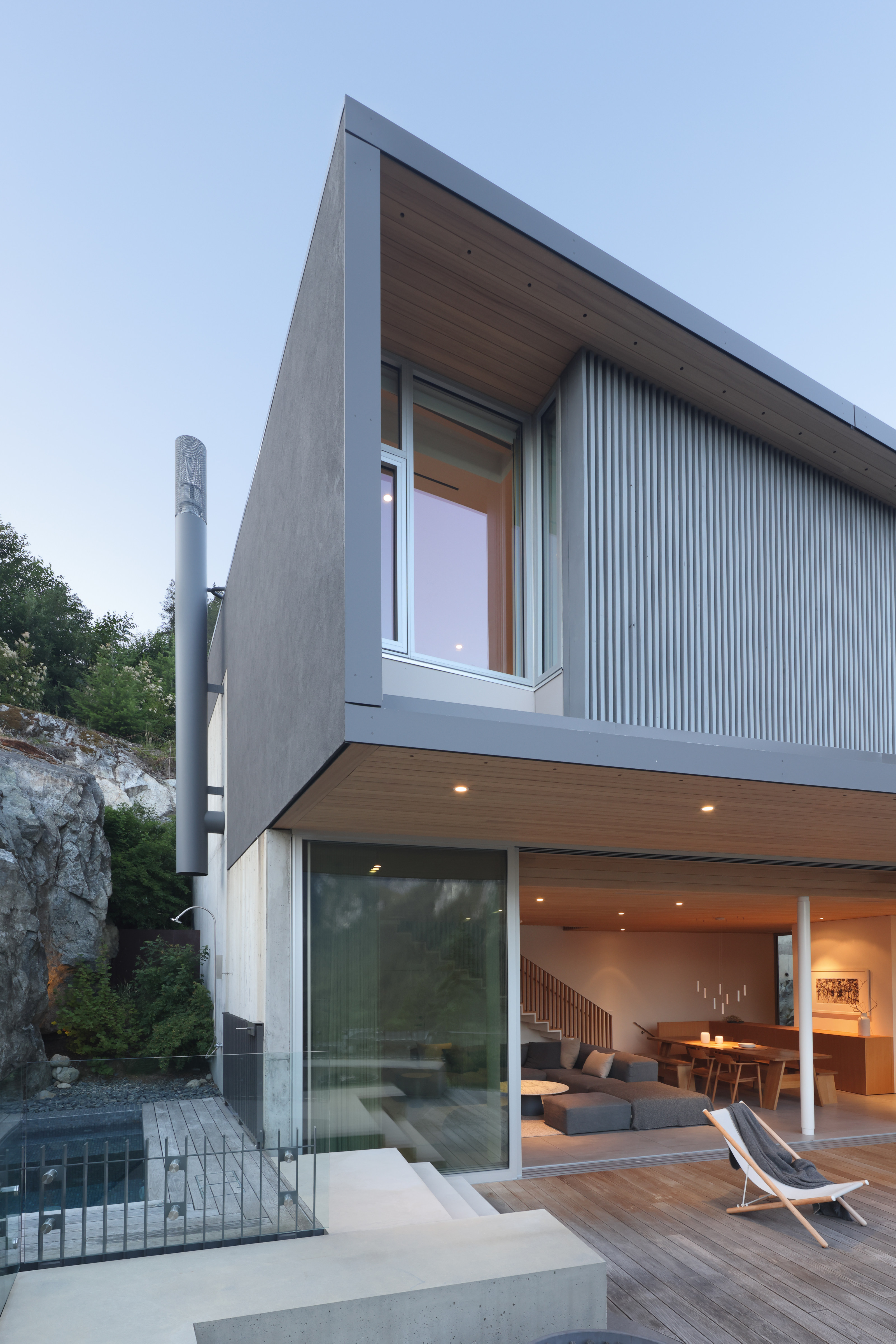 The house is set in the granite hill